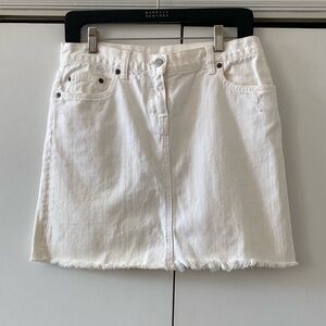 NWOT—J. Crew White Denim Distressed Mini Skirt